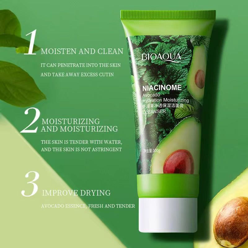 Limpiador facial de aguacate y menta con niacinamida