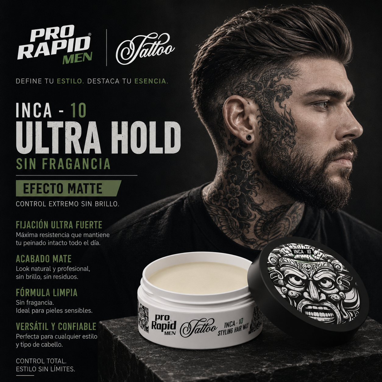 Pomada Profesional Premium A Base De Agua Inca - 10 Matte Ultra Hold 150g