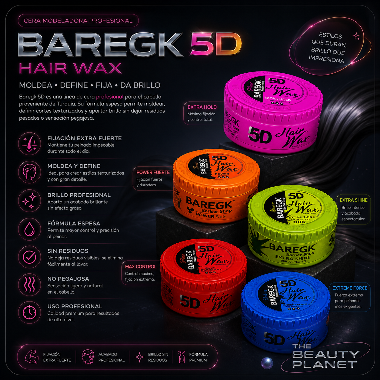 Hair Wax 5D Extra Strong Cera Profesional Premium 150g