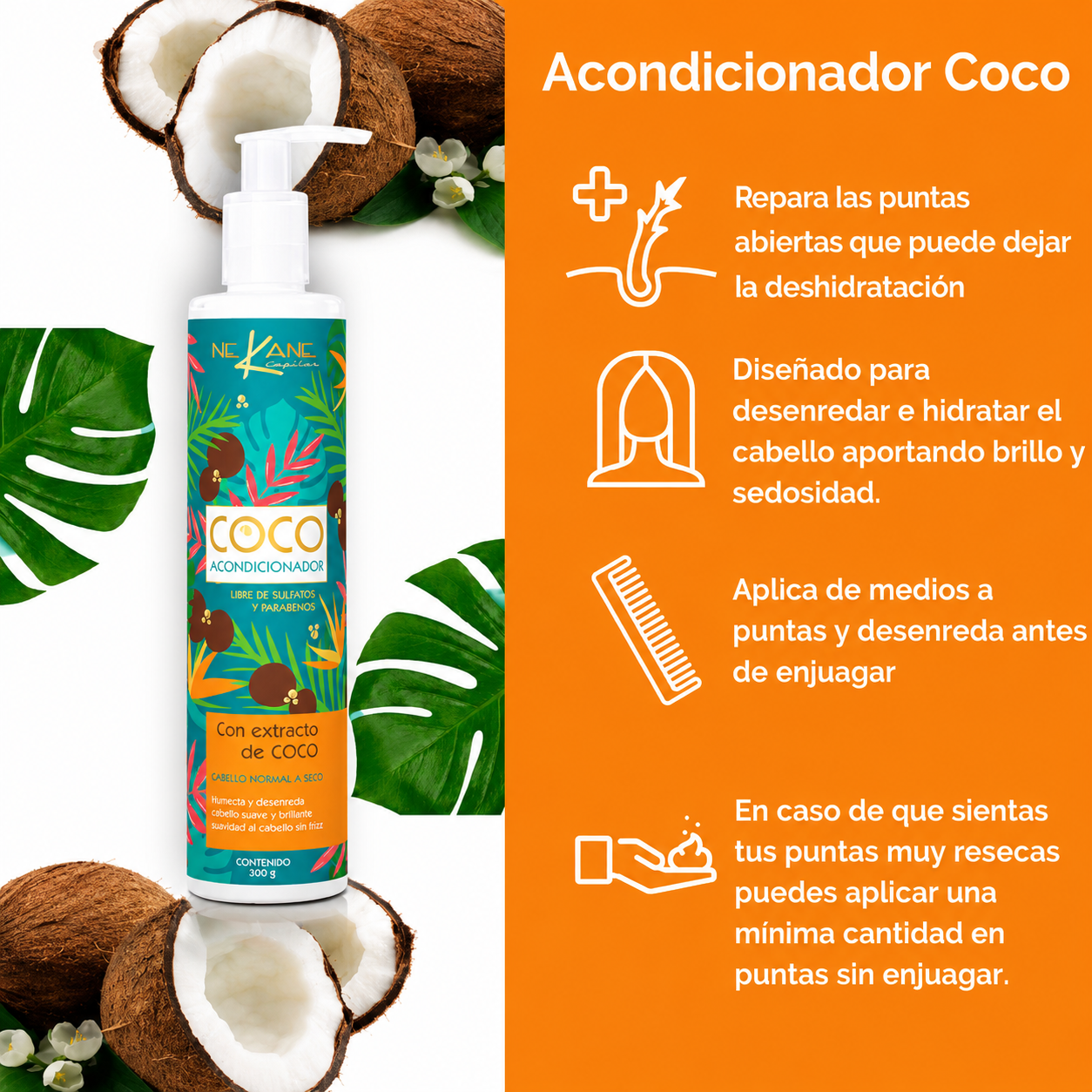 Acondicionador Coco Sin Sulfatos Ni Parabenos 300ml