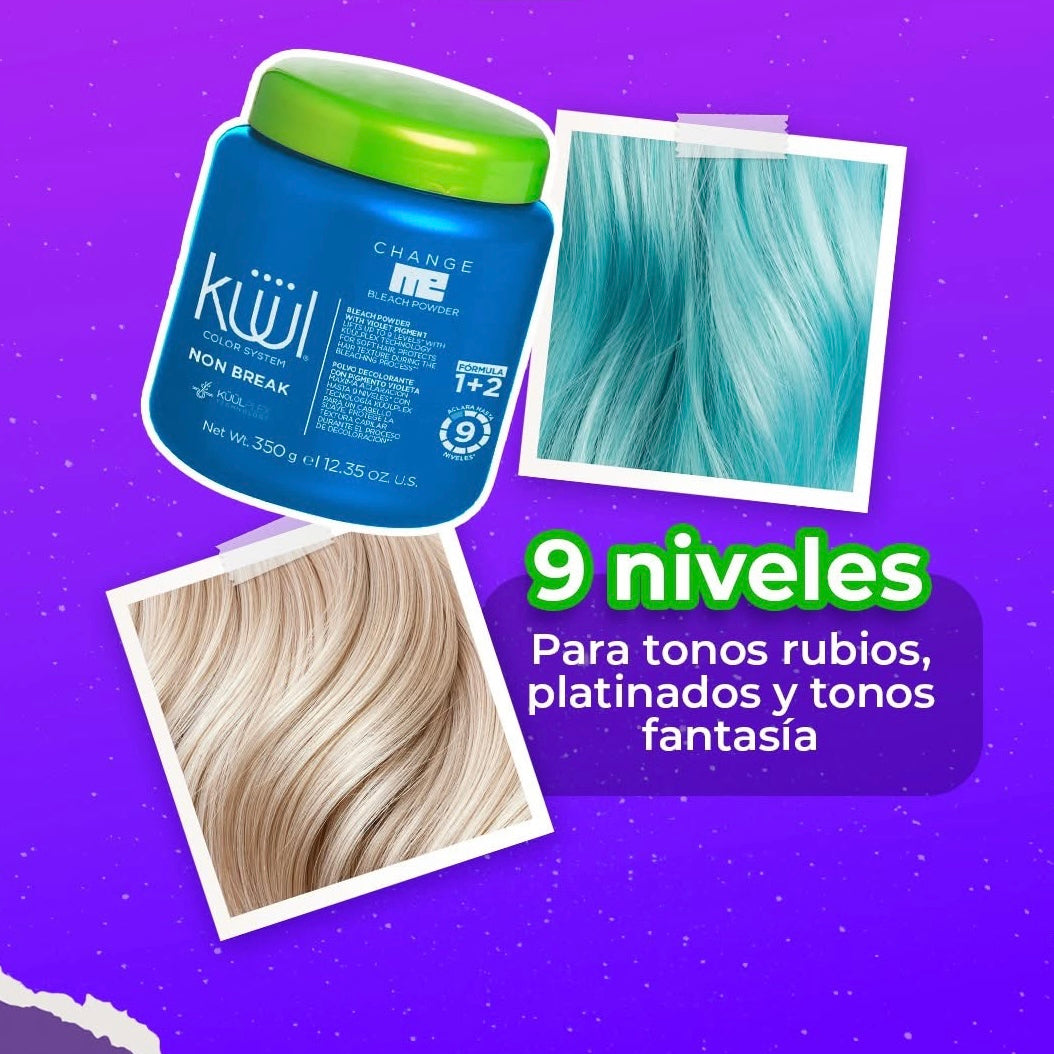 Decolorante 9 Niveles Non Break 350g + Peróxido 30Vol. 870ml