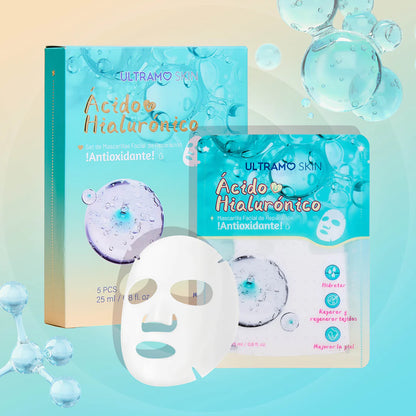 Pack 5 mascarillas faciales Ácido Hialurónico