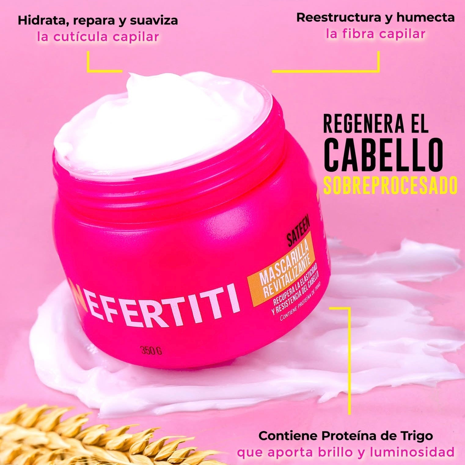 Mascarilla Intensiva Revitalizante Sateen Para Cabellos Dañados 350g