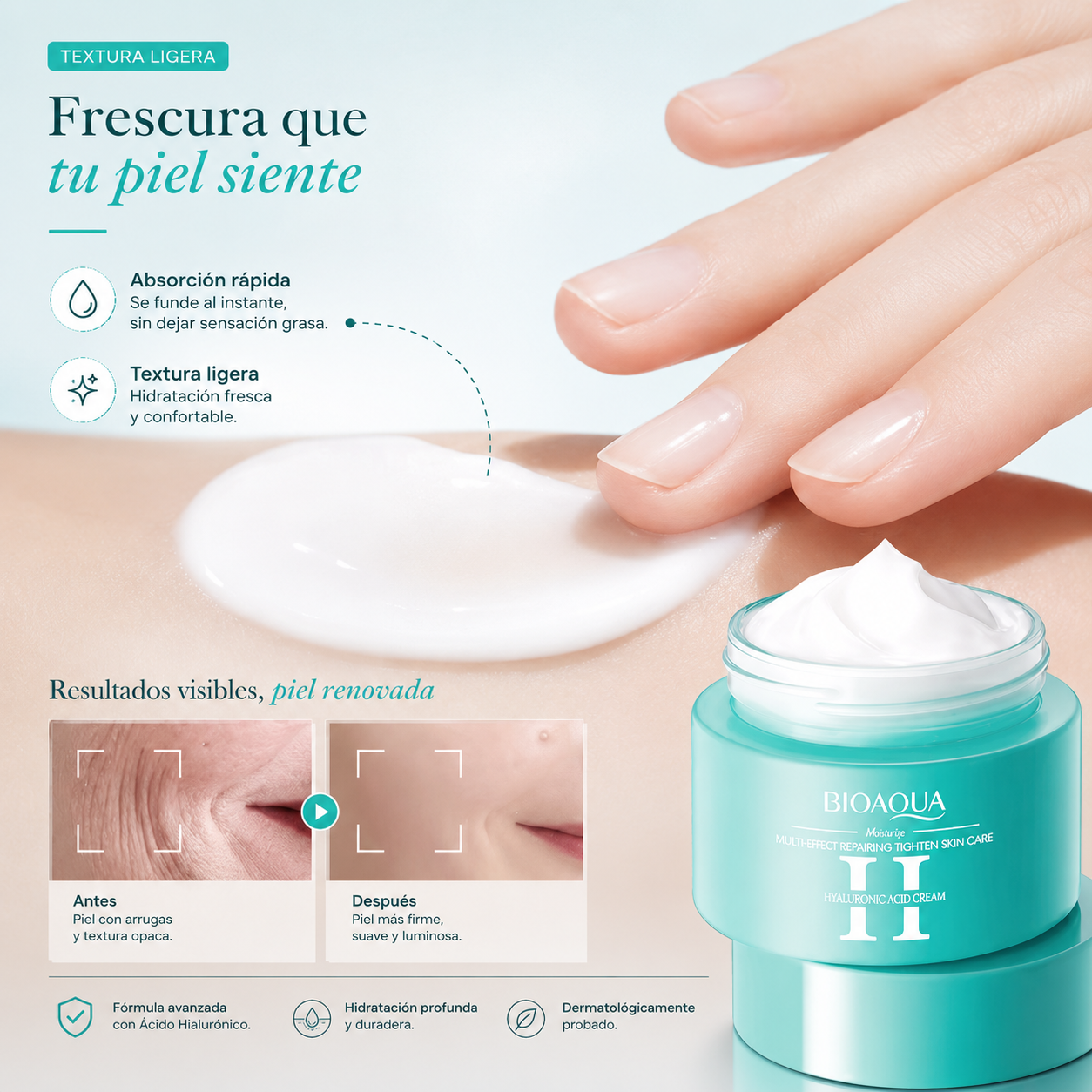 Crema Facial Reparadora Hidratante Con Ácido Hialurónico 60g