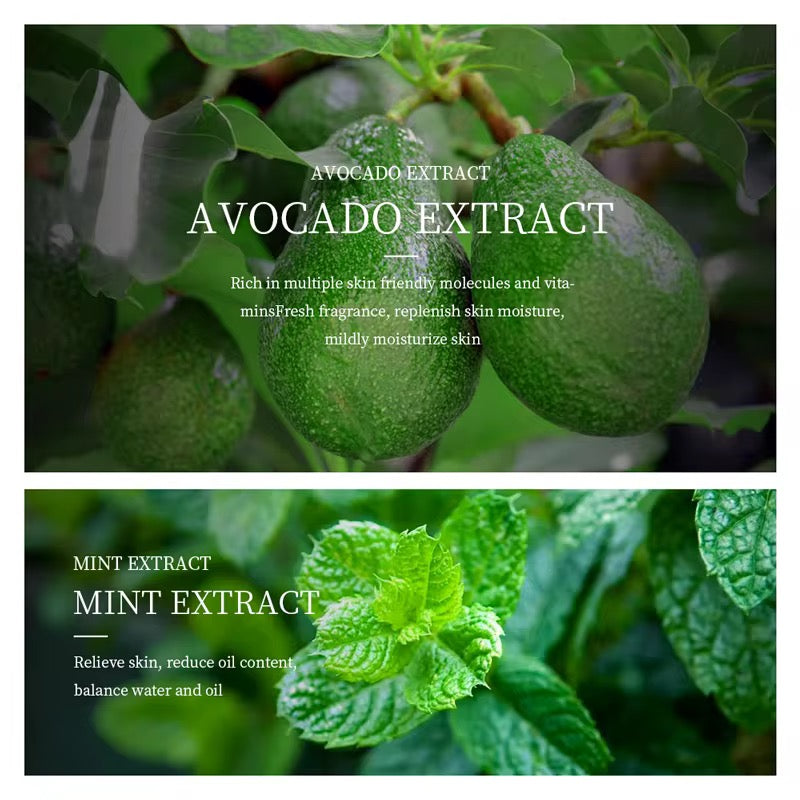 Limpiador facial de aguacate y menta con niacinamida
