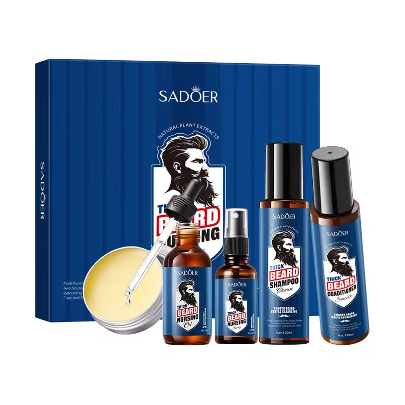 Kit Premium Para El Cuidado Y Crecimiento De Barba Y Bigote (5pzs)