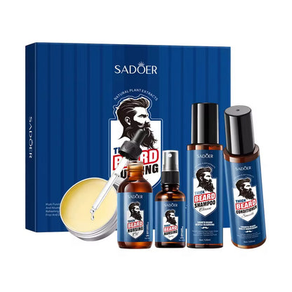 Kit Premium Para El Cuidado Y Crecimiento De Barba Y Bigote (5pzs)