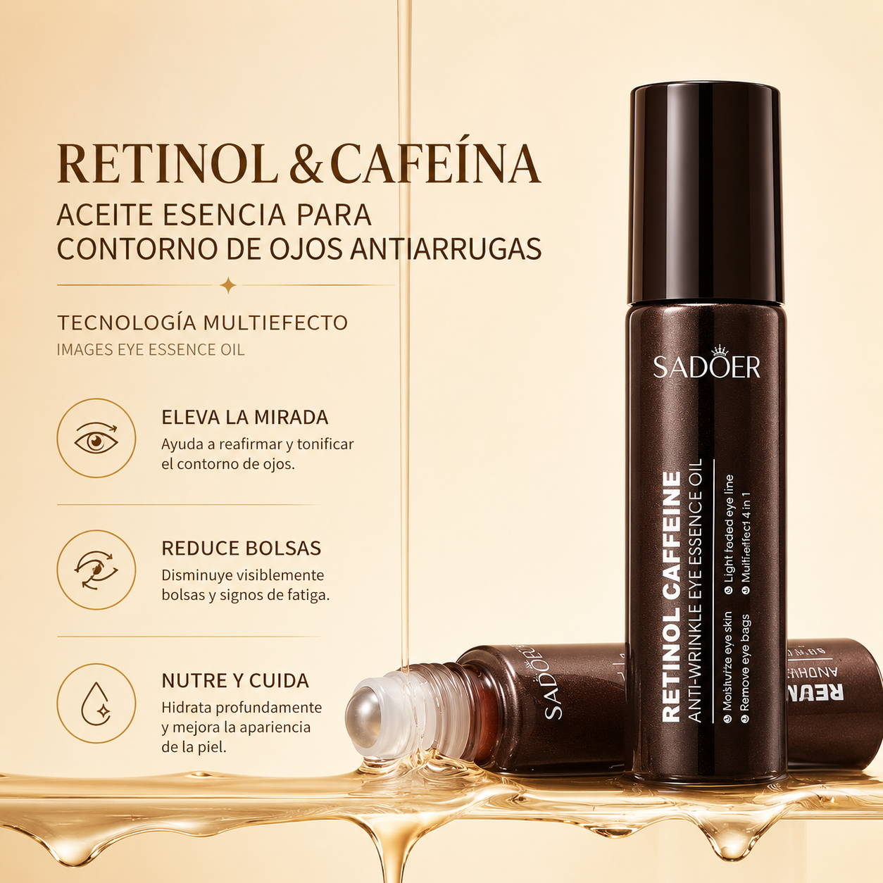 Sérum Roll On Anti-Ojeras Retinol+Cafeína 8ml