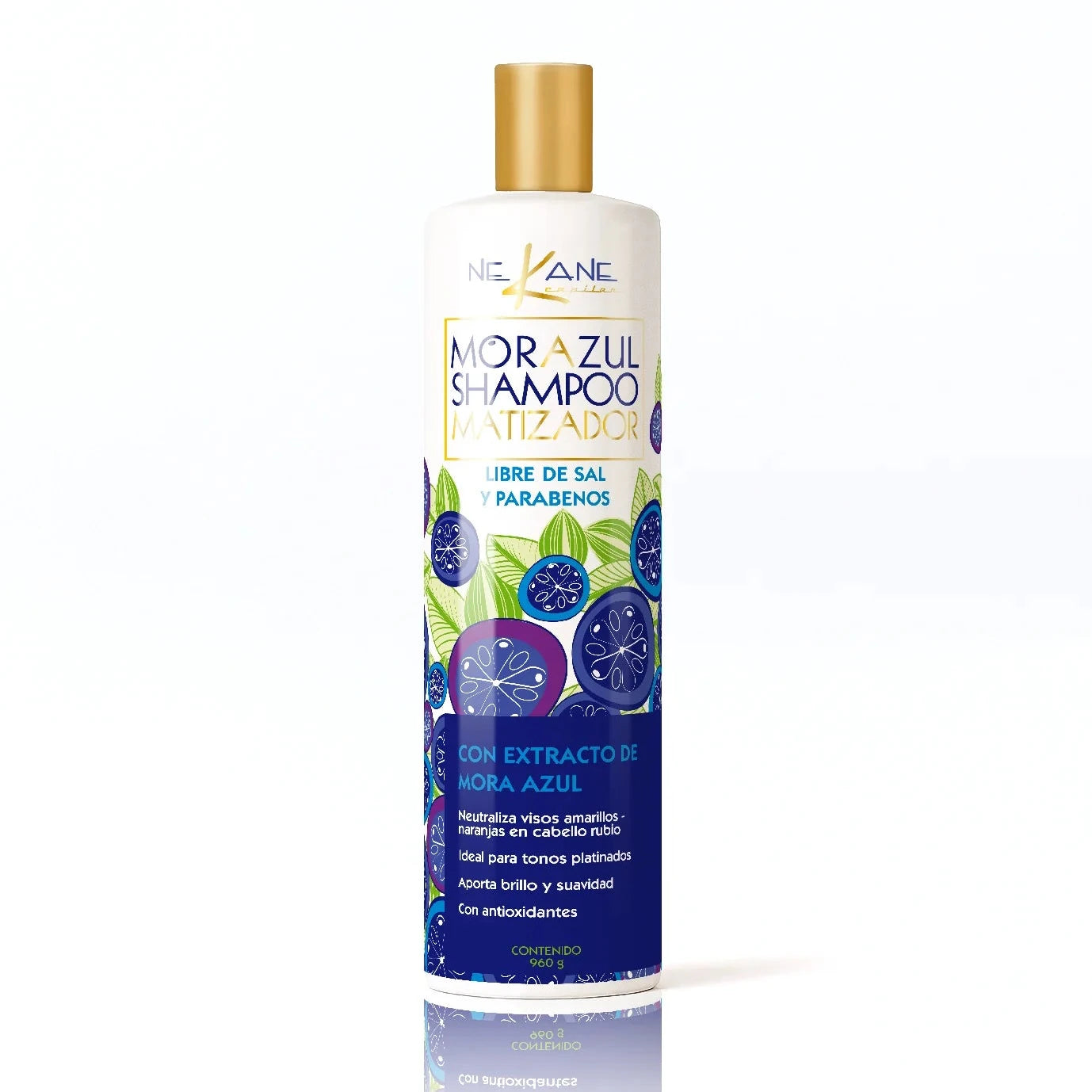 Shampoo Matizador Para Rubios Y Platinados Mora Azul Jumbo 960ml.