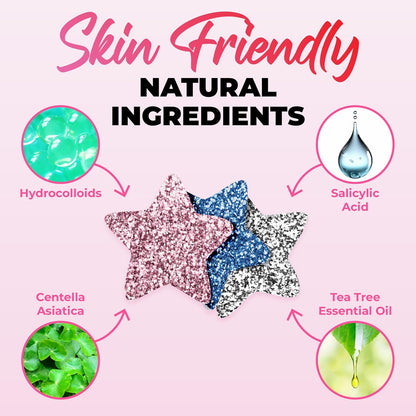 Planilla de 40 parches anti acné glitter stars