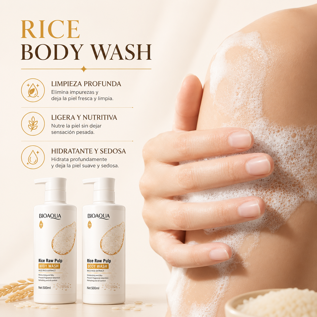 Rice Raw Pulp Body Wash 500ml Jabón Limpiador Corporal
