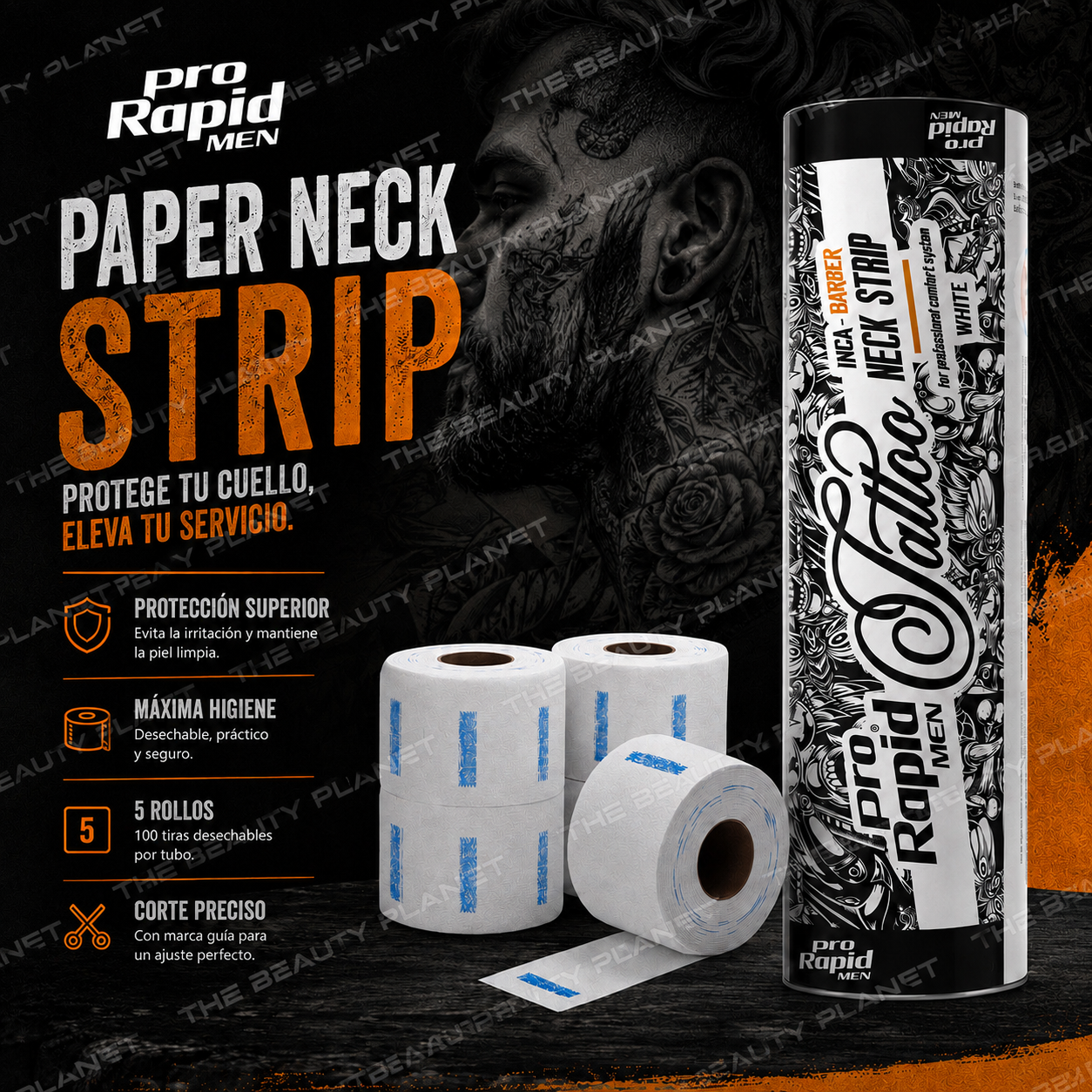 Pack 500 Tiras Paper Neck Strip Blanco (5 Rollos)