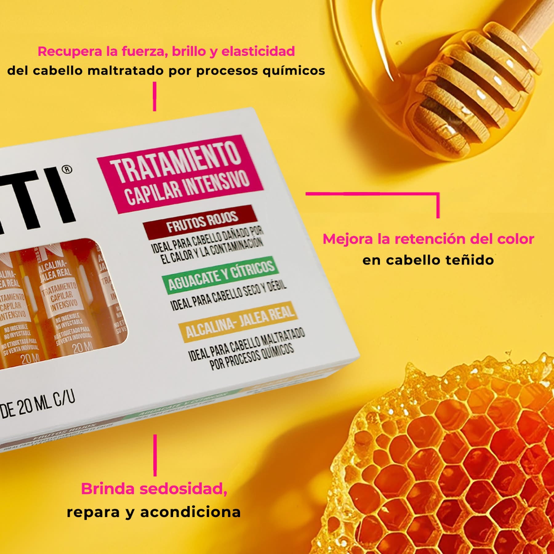 Ampolletas Alcalinas Jalea Real Para Cabellos Dañados Por Procesos Químicos 20ml x 10