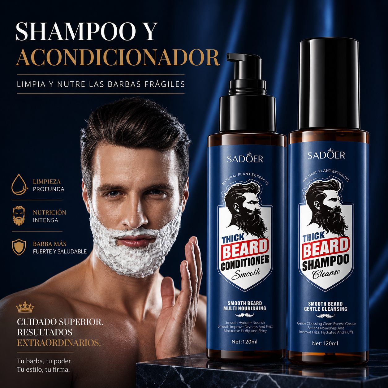 Kit Premium Para El Cuidado Y Crecimiento De Barba Y Bigote (5pzs)