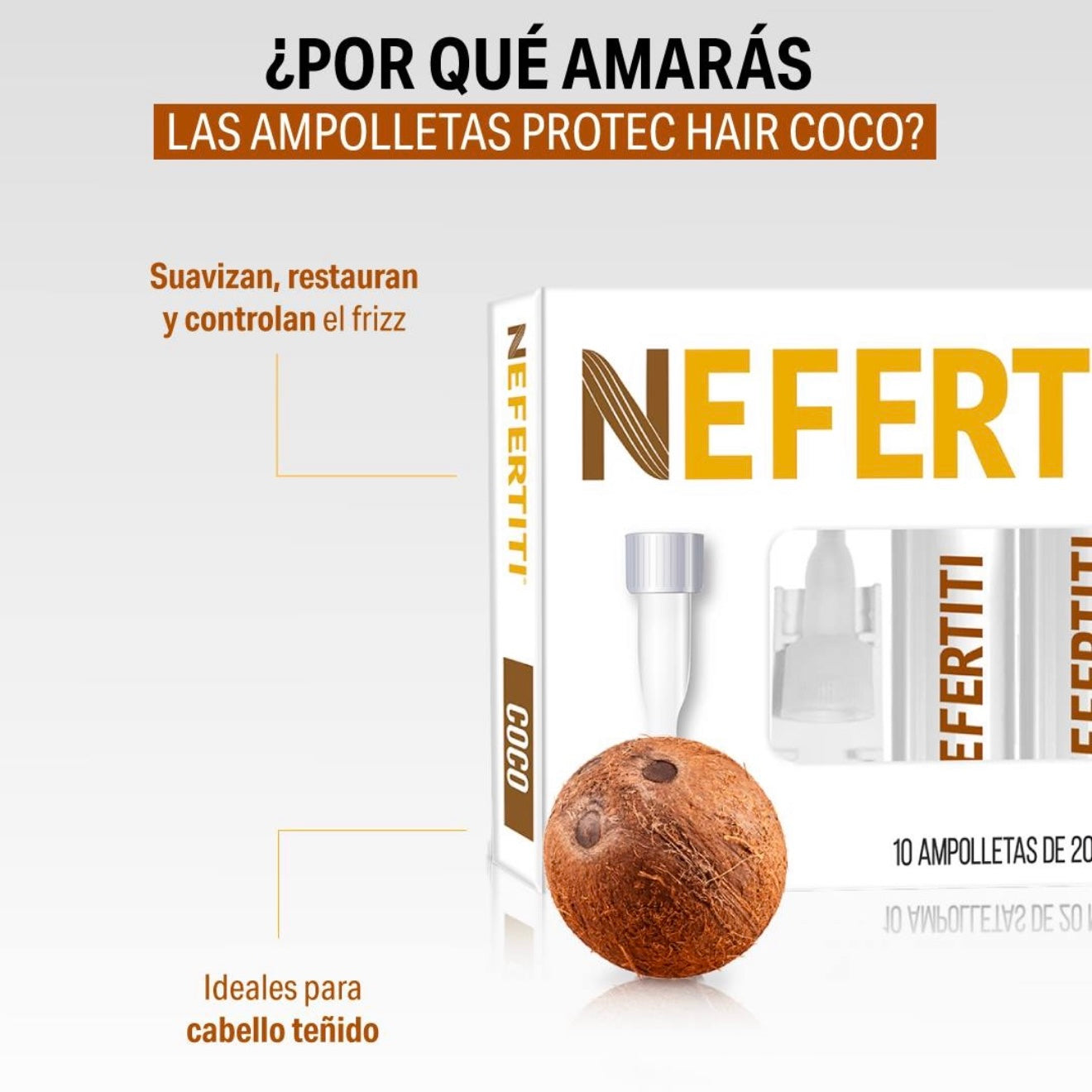 Ampolletas Protect Hair Coco Para Cabellos Teñidos 20ml x 10