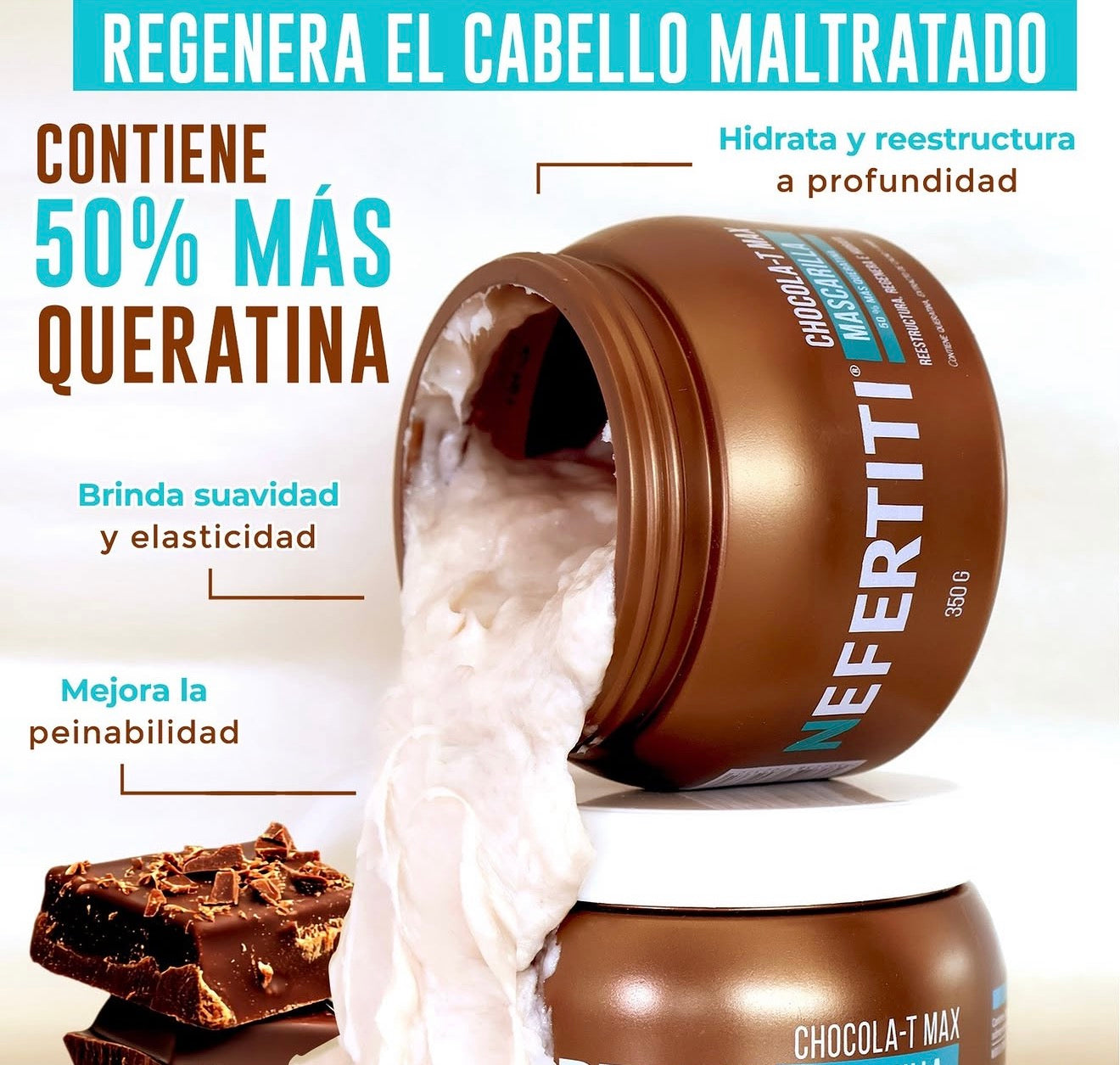 Mascarilla Intensiva Reestructurante Para Cabellos Sobreprocesados Chocola-T Max 350g