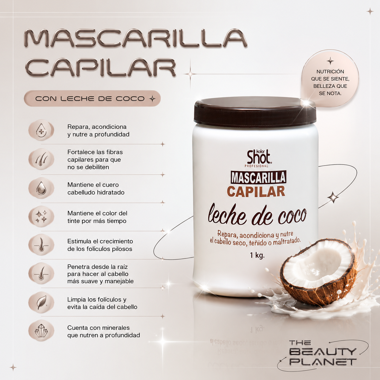 Mascarilla Capilar Leche De Coco Para Cabello Seco, Teñido O Maltratado
