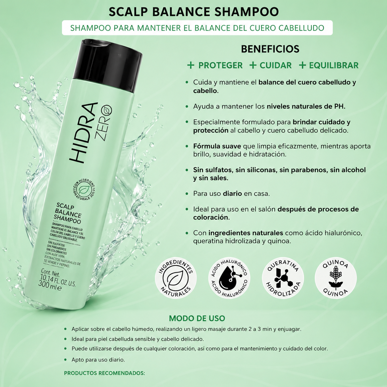 Zero Scalp Balance Shampoo Para Cuero Cabelludo Sensible 300ml