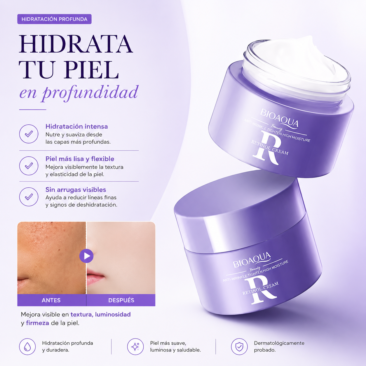 Crema Facial Antiedad Hidratante Con Retinol 60g