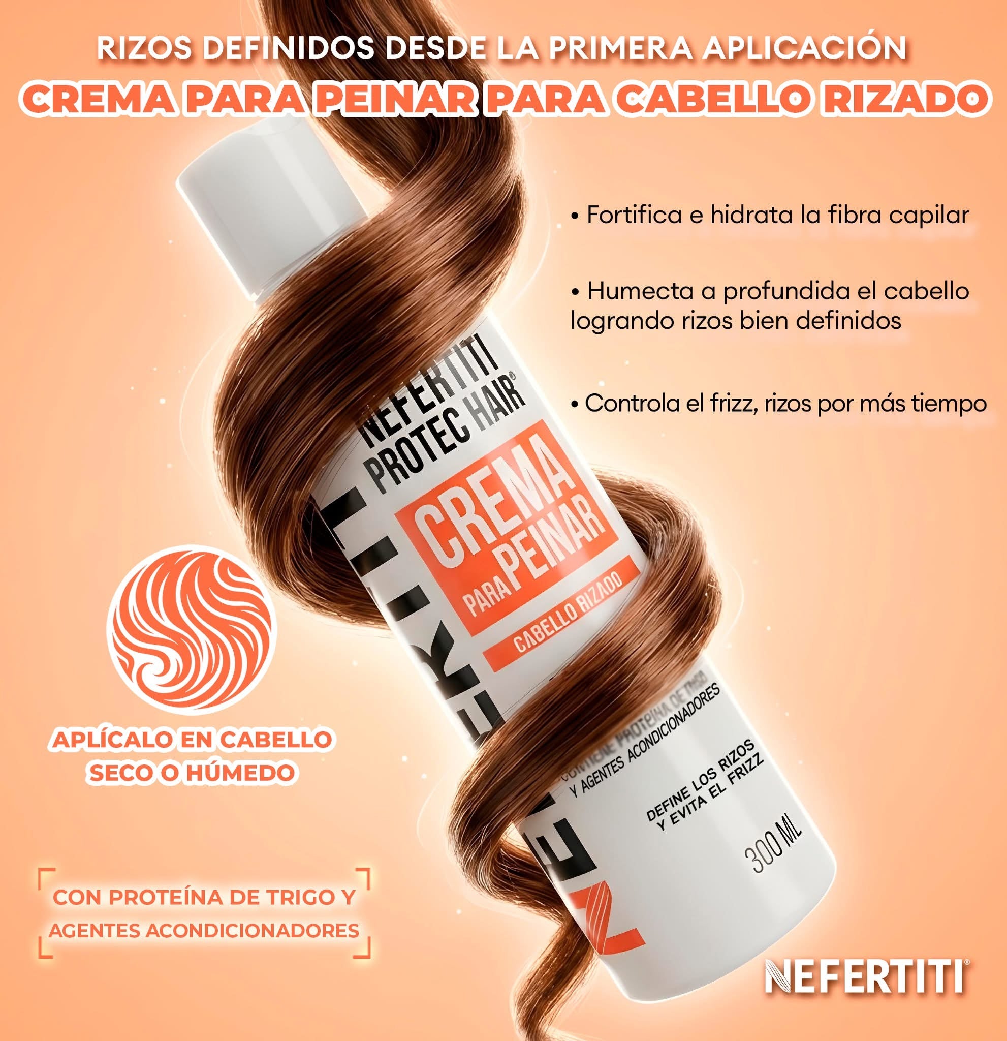 Protec Hair Crema Para Peinar Cabello Rizado 300g