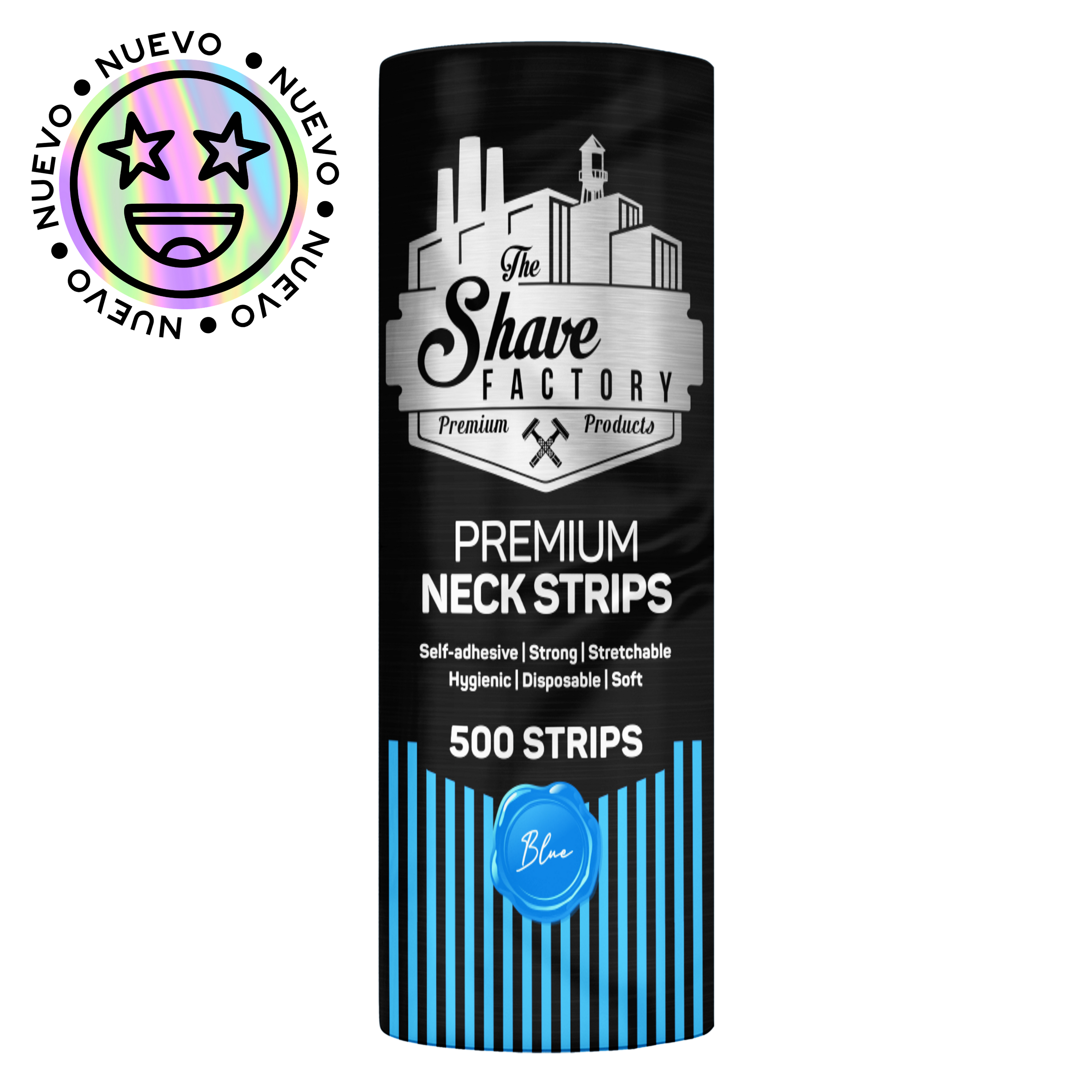 Pack 500 Tiras Papel Cuello Premium Para Barberos Profesionales Royal Blue