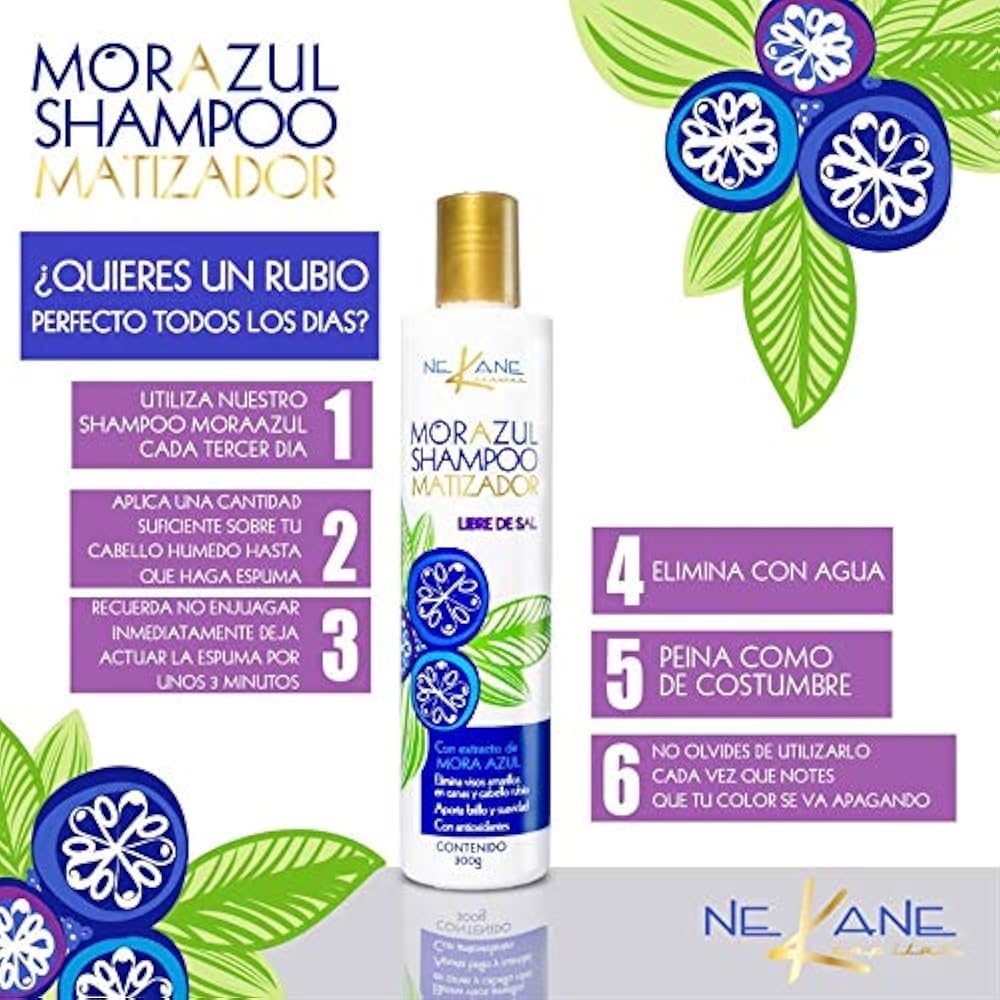Shampoo Matizador Para Rubios Y Platinados Mora Azul 300ml.