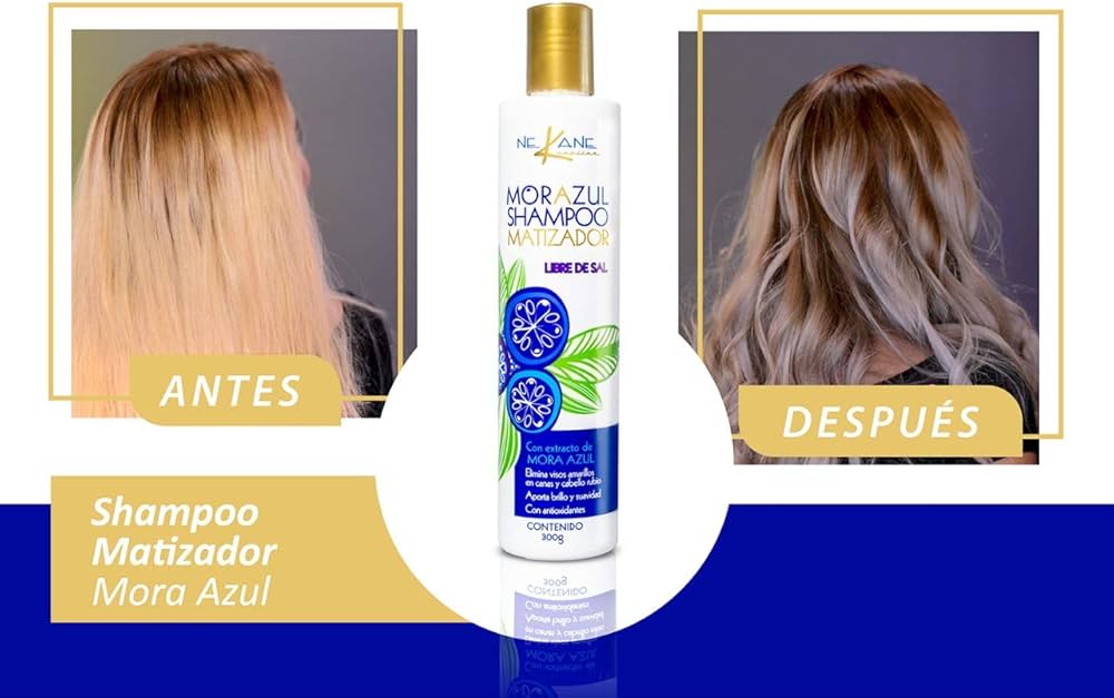 Shampoo Matizador Para Rubios Y Platinados Mora Azul 300ml.