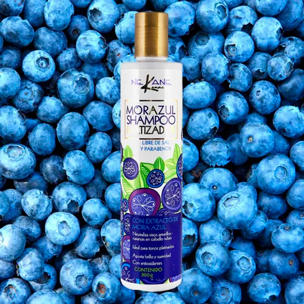 Shampoo Matizador Para Rubios Y Platinados Mora Azul 300ml.