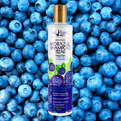 Shampoo Matizador Para Rubios Y Platinados Mora Azul Jumbo 960ml.